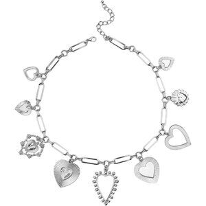 Women Style A Silver Elegant Metal Big Heart Neck Chain Pendant Metal Necklace